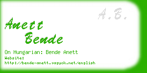 anett bende business card